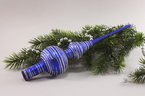 Weihnachtsbaumspitze blau matt silber