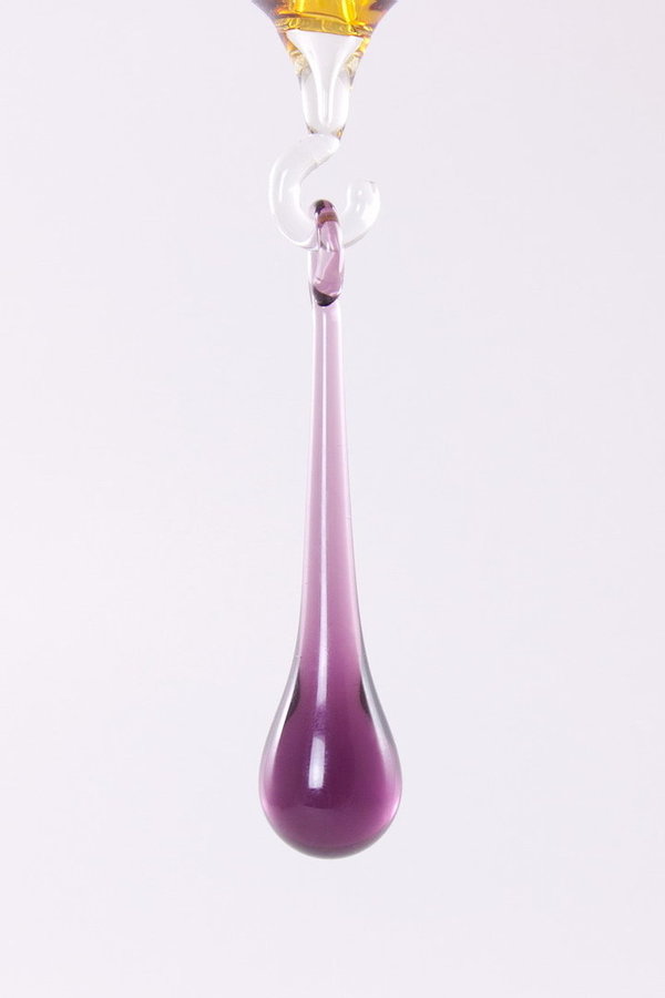 Glastropfen transparent violett 7cm