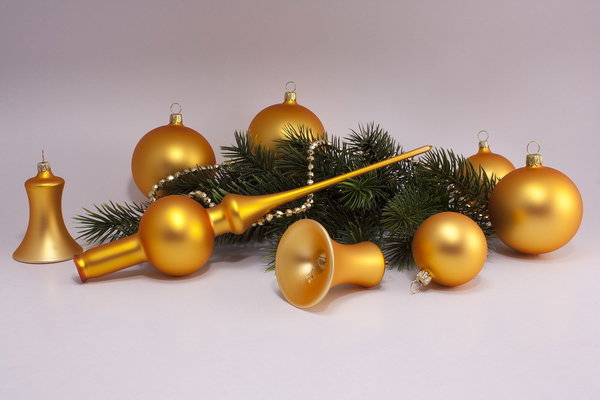 Weihnachtsbaumkugeln Set Gold matt uni