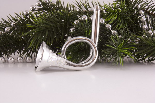 Weihnachtsschmuck Posthorn Trompete silber